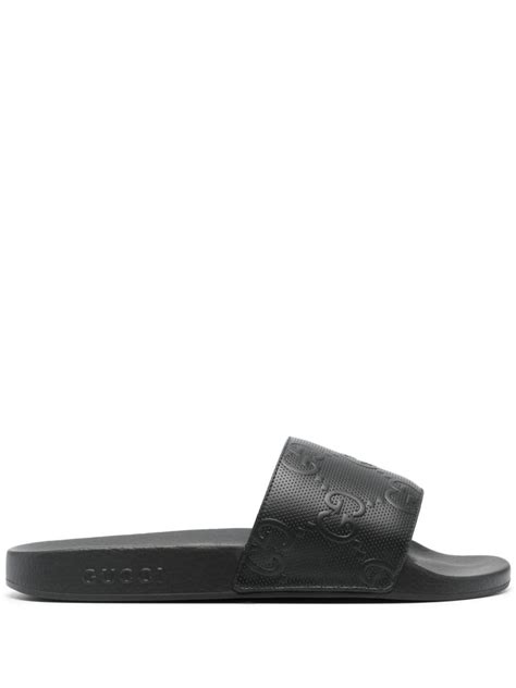 Gucci Men's GG Embossed Slide Sandals 